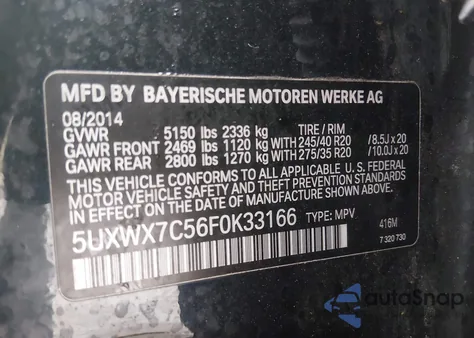 2015 BMW X3 xDrive35I z USA, uszkodzony, nr VIN 5UXWX7C56F0K33166
